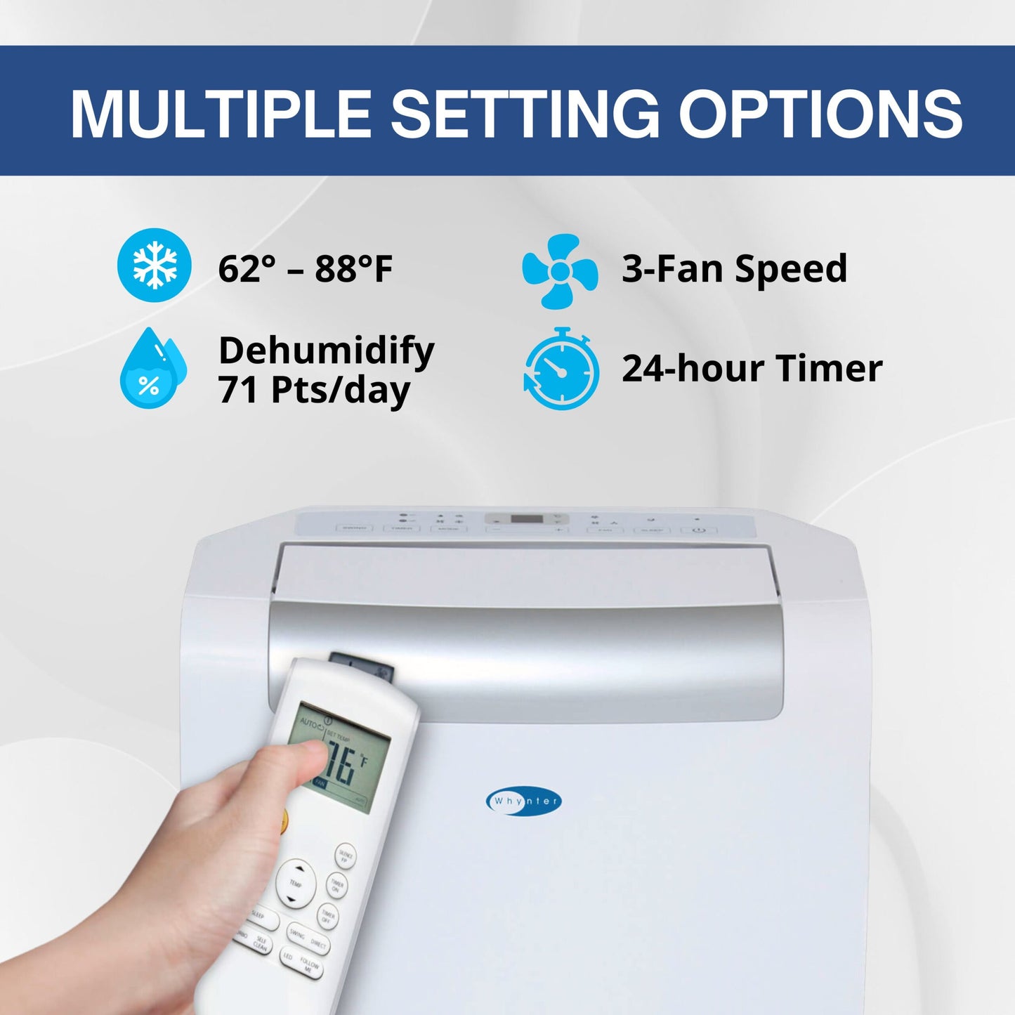 Whynter ARC-148MS 14,000 BTU Dual Hose Portable Air Conditioner with Dehumidifier & Fan – Cools Up to 500 sq. ft. (White)