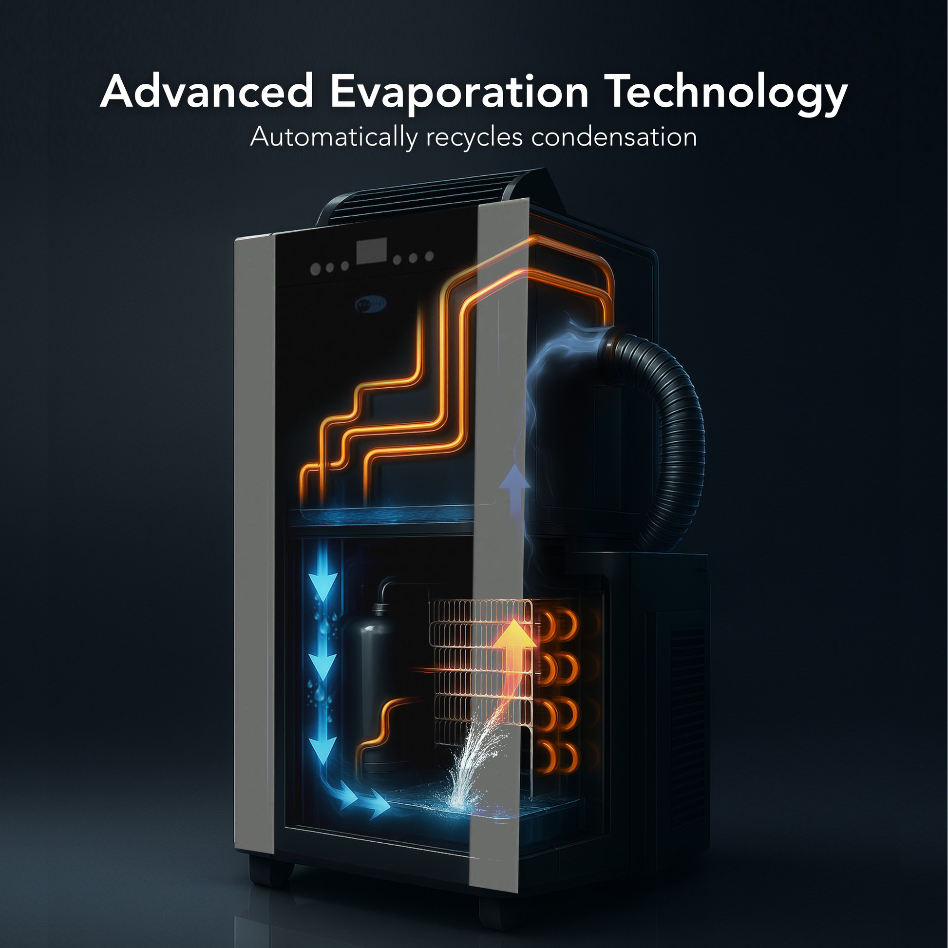 Diagram of advanced evaporation technology in a device.