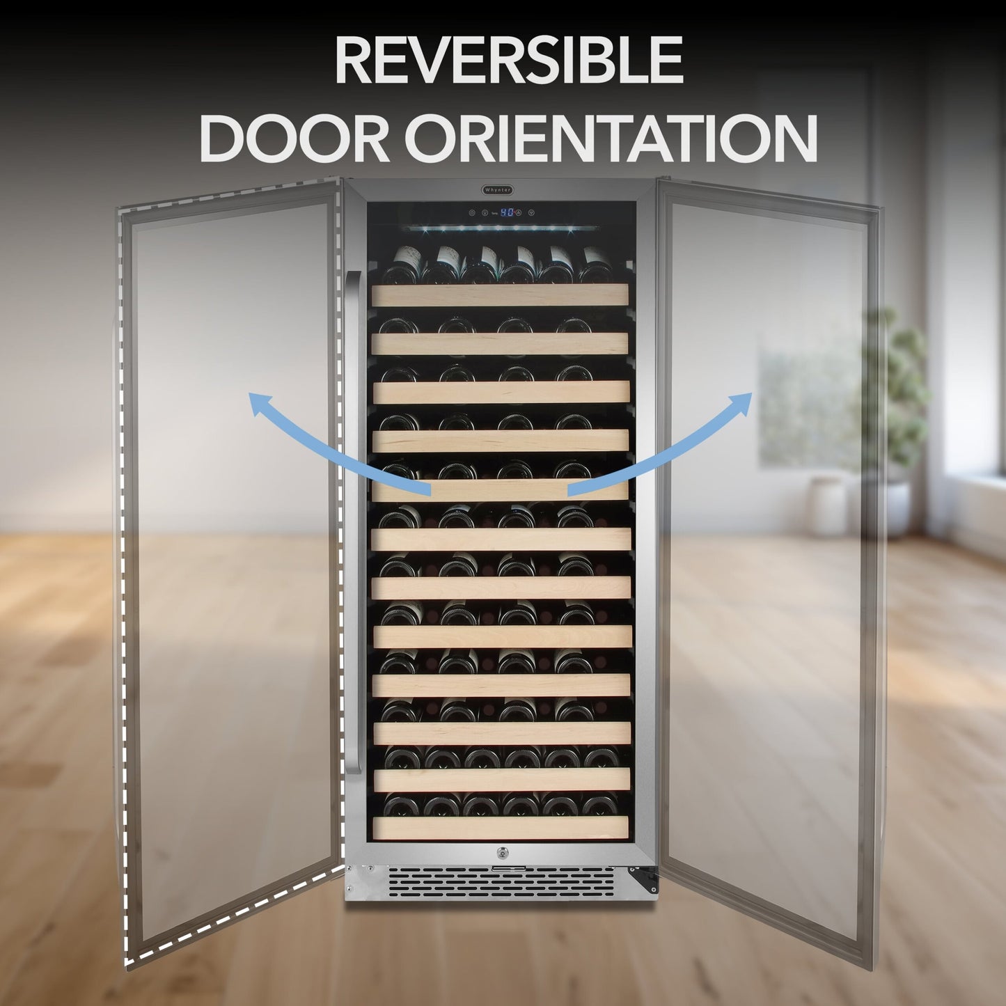 Whynter BWR-1002SD Single Zone 24 in. 100-Bottle Built-in Wine Cooler Fridge w/ Lock Stainless Steel with Display Rack and LED Display