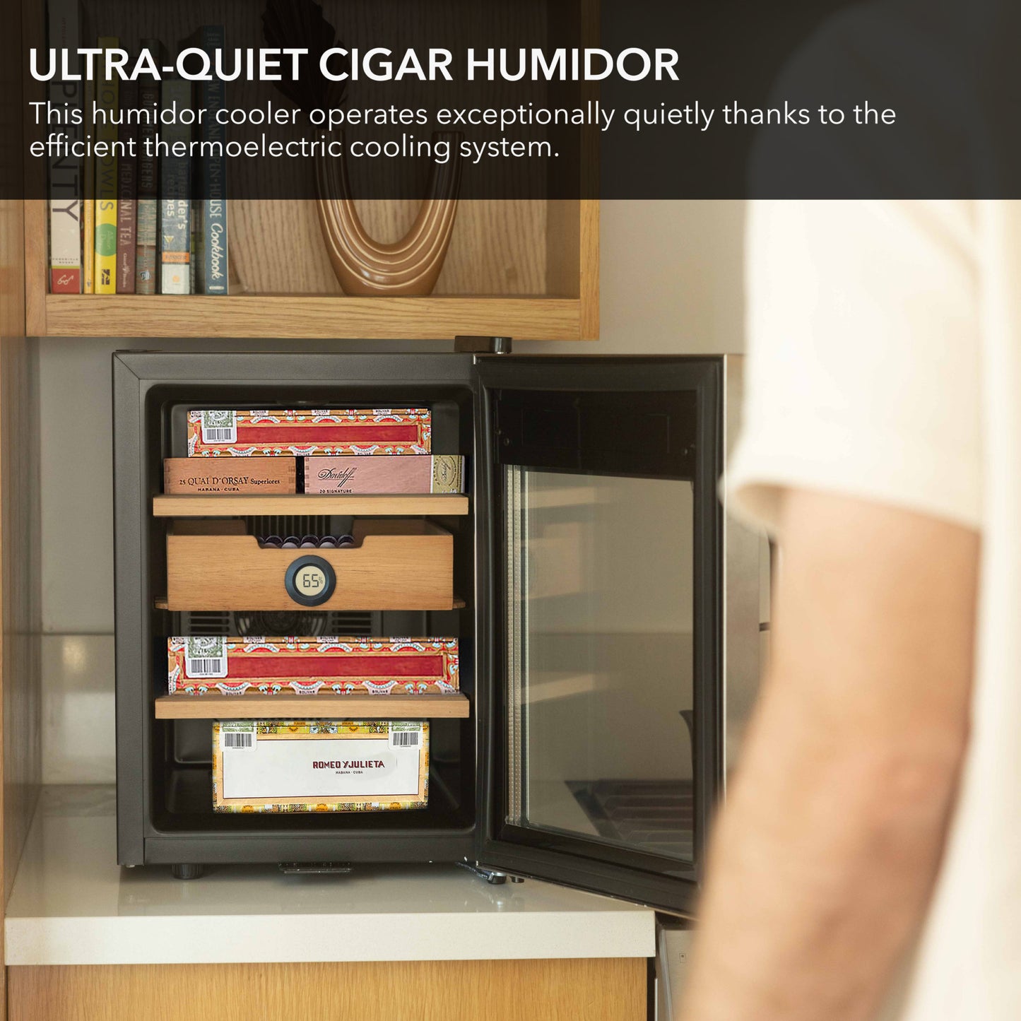 Whynter CHC‑123DS 1.2 cu ft Digital Control Cigar Humidor – Stainless Steel Trimmed Glass Door, Holds - 250 Cigars