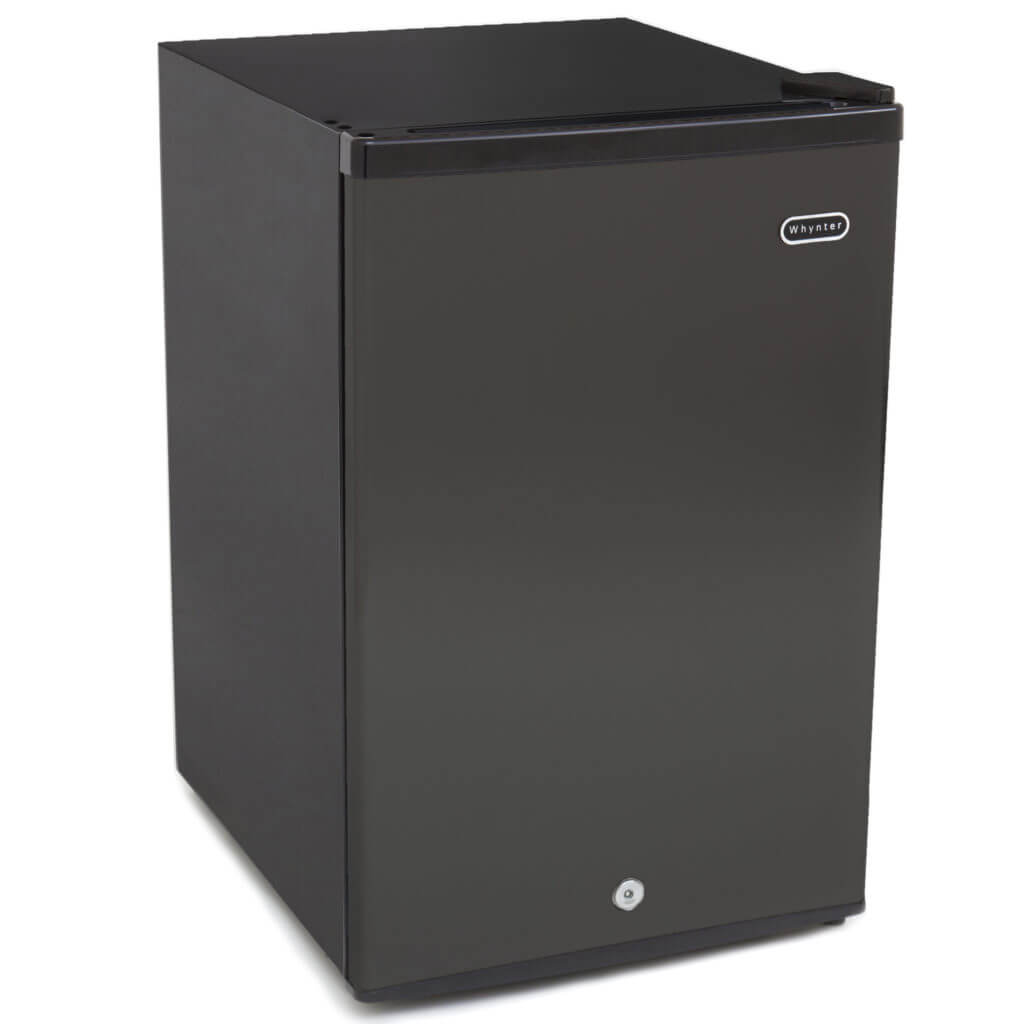 CUF-301BK Black refrigerator on a white background