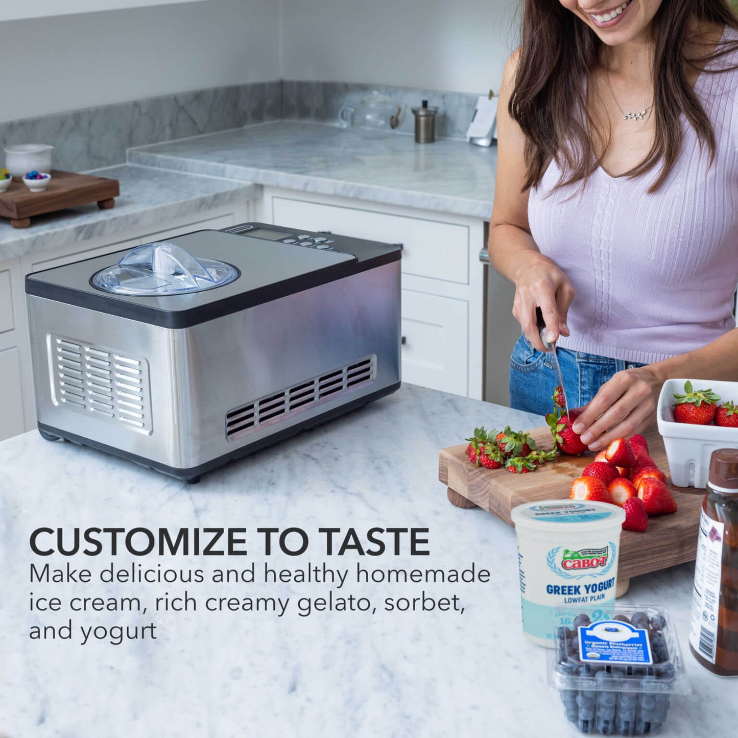 Whynter ICM-220SSY 2 Quart Automatic Compressor Ice Cream Maker & Yogurt Incubator Stainless Steel Finish