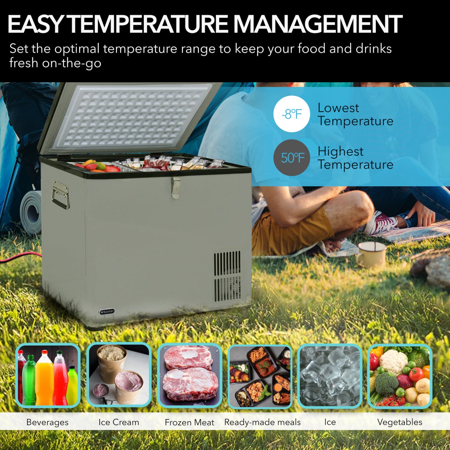Whynter FM-45G 45 Qt Portable Fridge/Freezer – AC/DC, Travel Ready