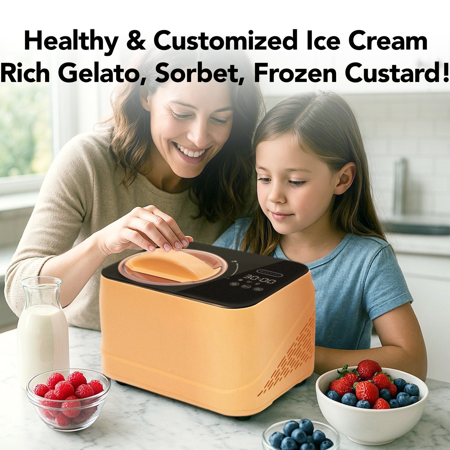 Whynter Compact Ice Cream Maker 0.8 Quart – Honey Peach, Stainless Steel Bowl