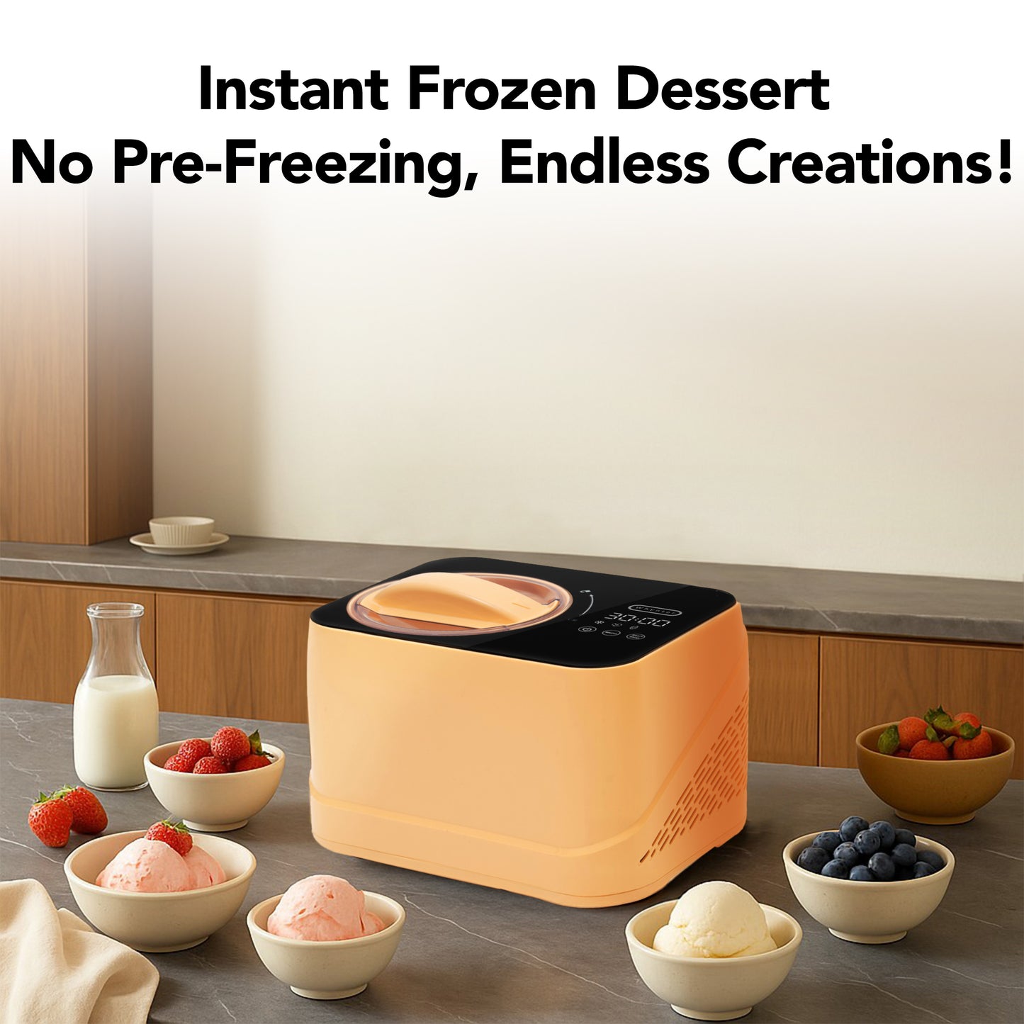 Whynter Compact Ice Cream Maker 0.8 Quart – Honey Peach, Stainless Steel Bowl