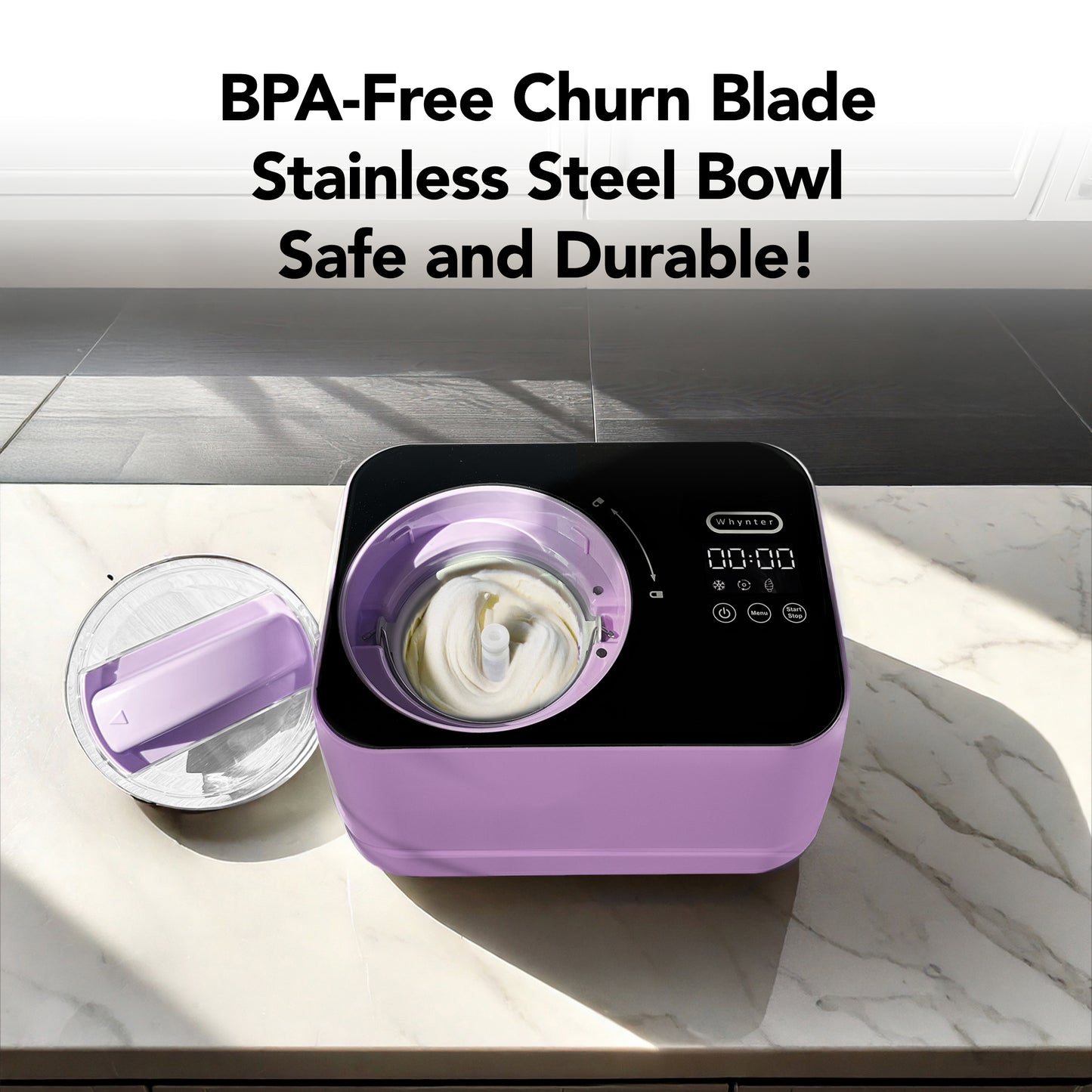 Whynter Compact Ice Cream Maker 0.8 Quart – Lilac Haze, Stainless Steel Bowl