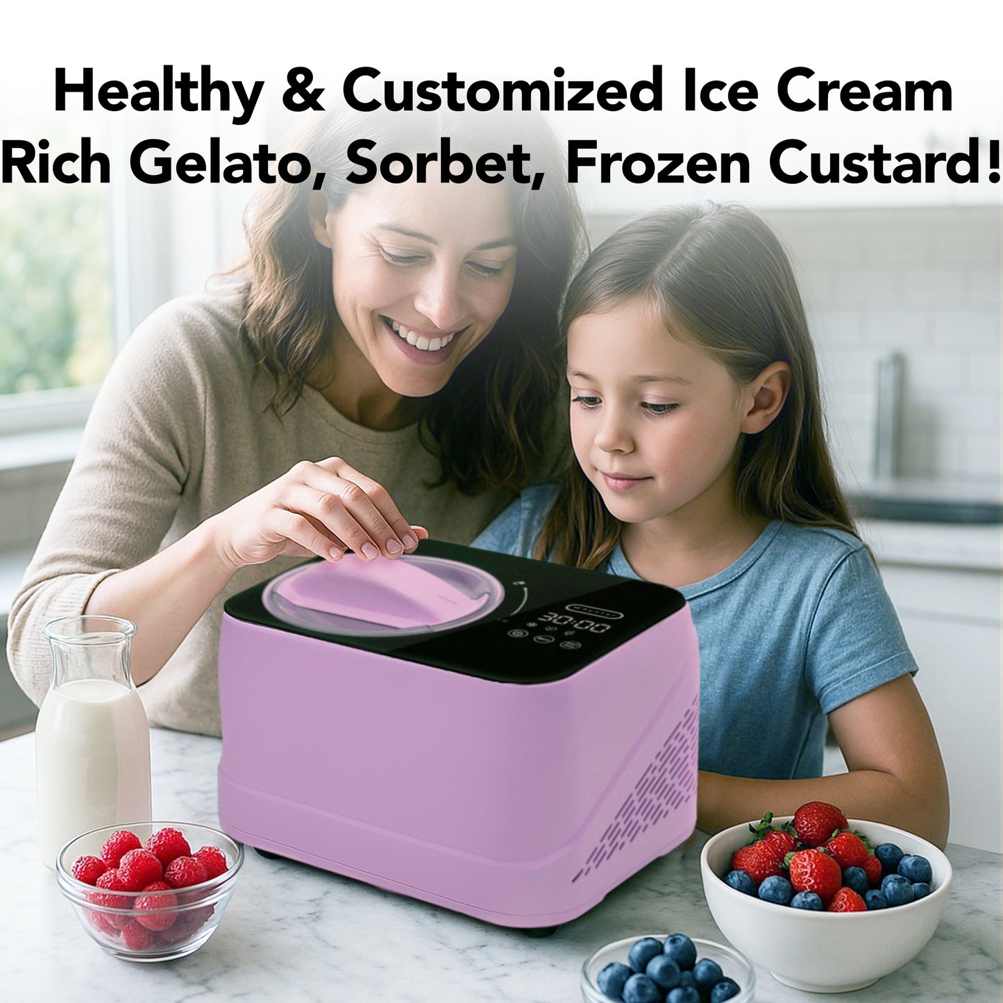 Whynter Compact Ice Cream Maker 0.8 Quart – Lilac Haze, Stainless Steel Bowl