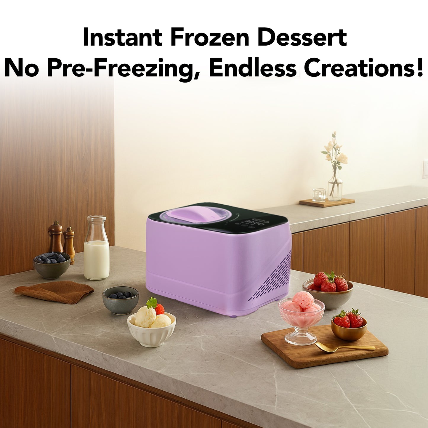 Whynter Compact Ice Cream Maker 0.8 Quart – Lilac Haze, Stainless Steel Bowl