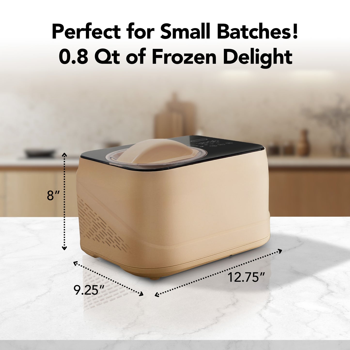 Whynter Compact Ice Cream Maker 0.8 Quart – Taupe Latte, Stainless Steel Bowl