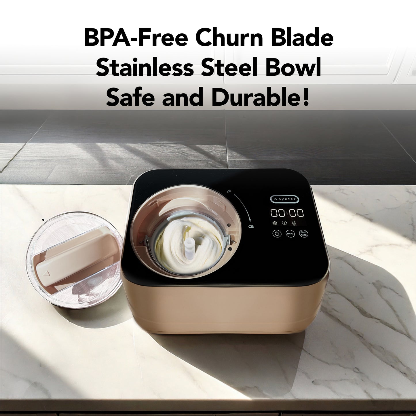 Whynter Compact Ice Cream Maker 0.8 Quart – Taupe Latte, Stainless Steel Bowl