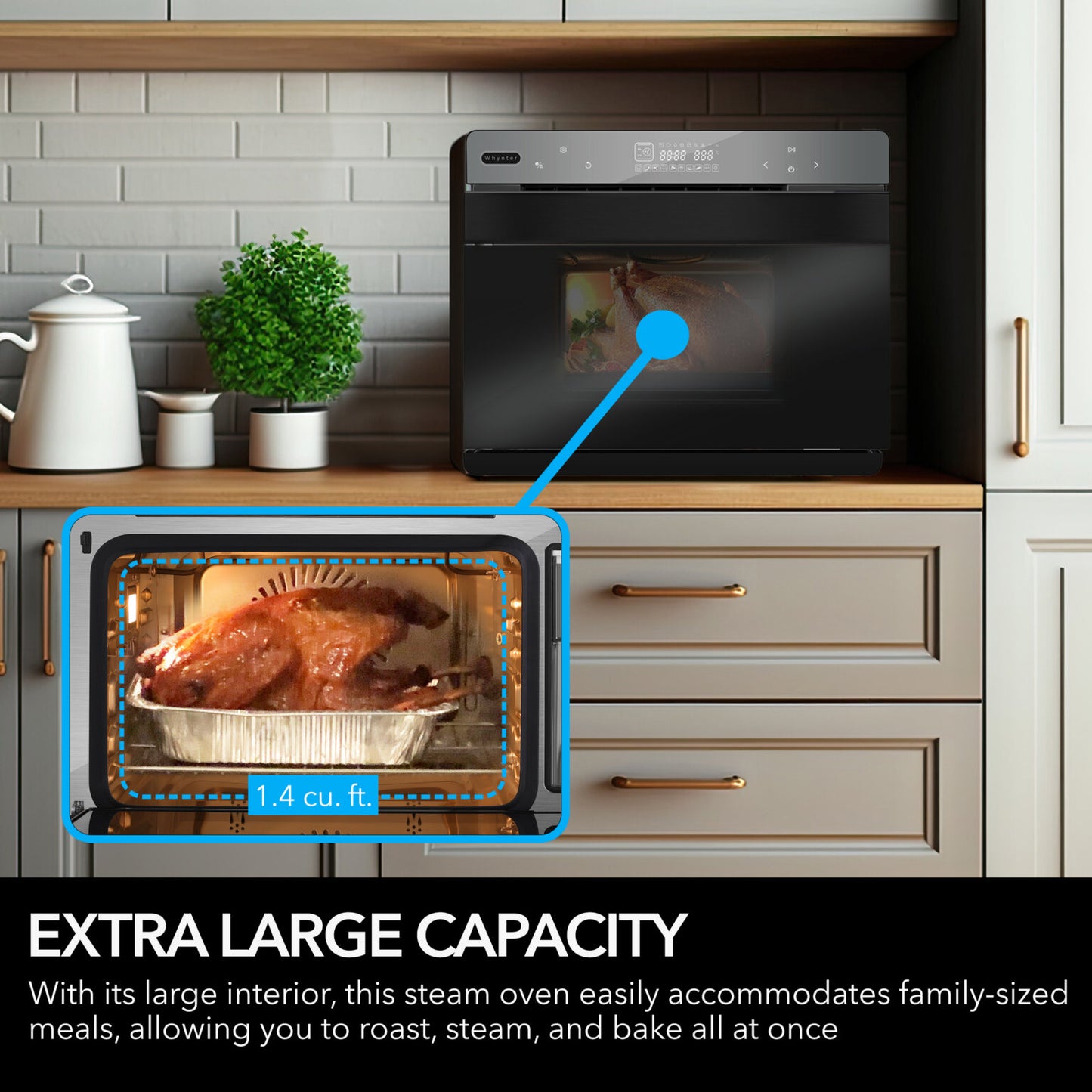 Whynter TSO-488GB Grande 40-Quart Multi-Function Countertop Oven – Steam, Air Fry, Bake & More in One Smart Appliance