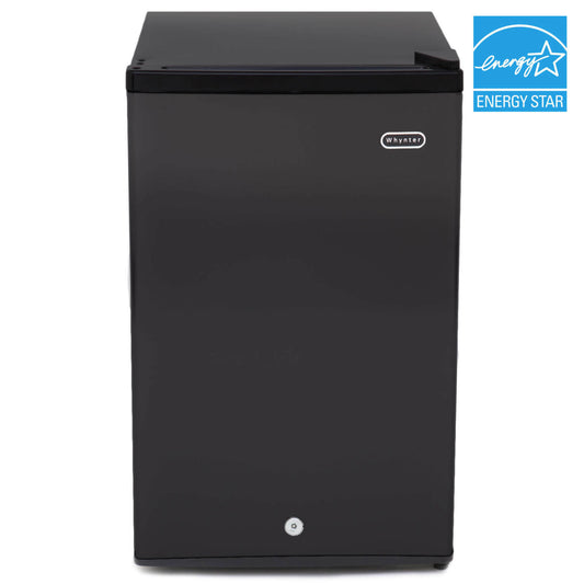 CUF-301BK Black refrigerator with Energy Star logo on a white background