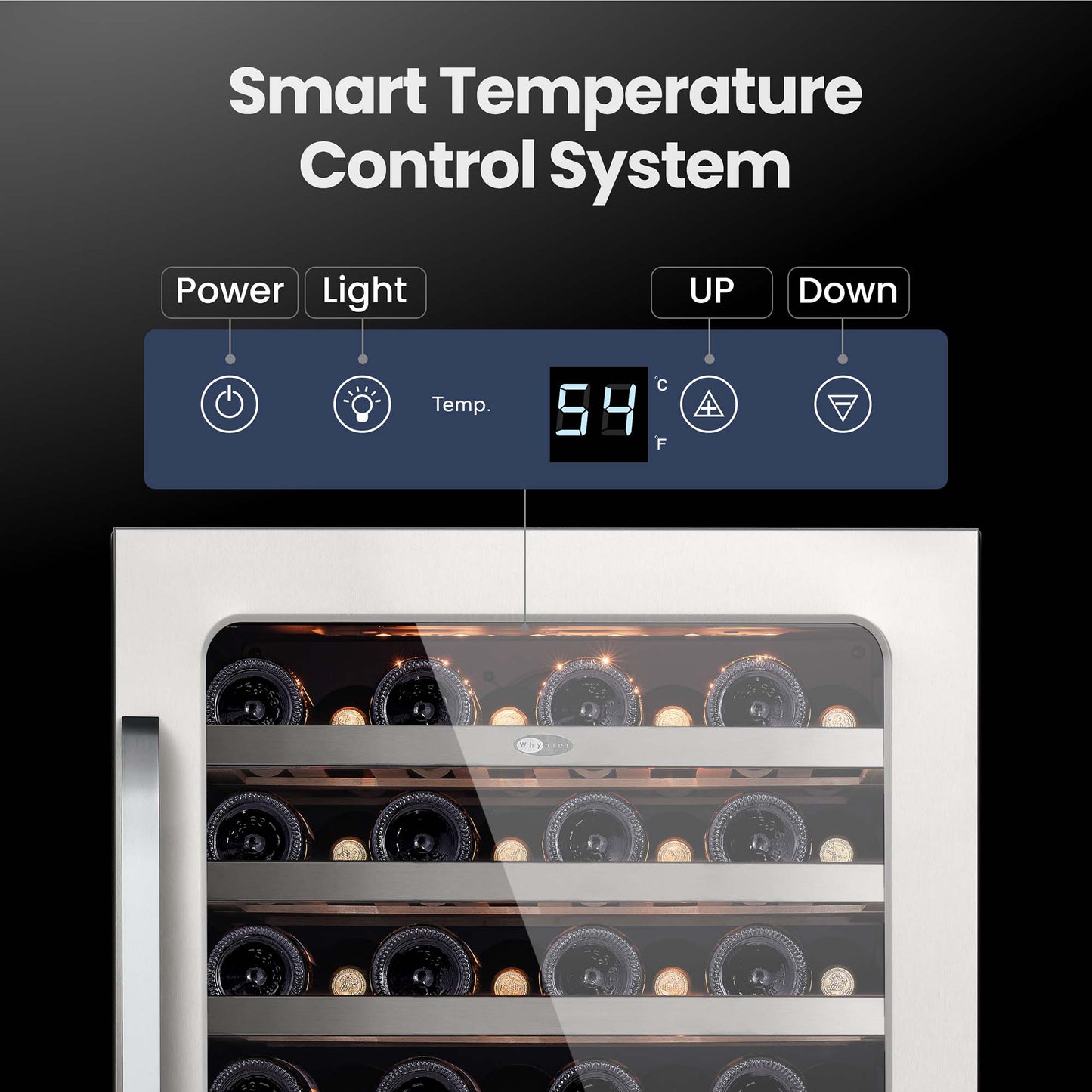 Whynter BSR-054SW 24” Built-In Wine Refrigerator – 54 Bottle Stainless Steel Undercounter Wine Fridge with Digital Control, Lock & UV Glass