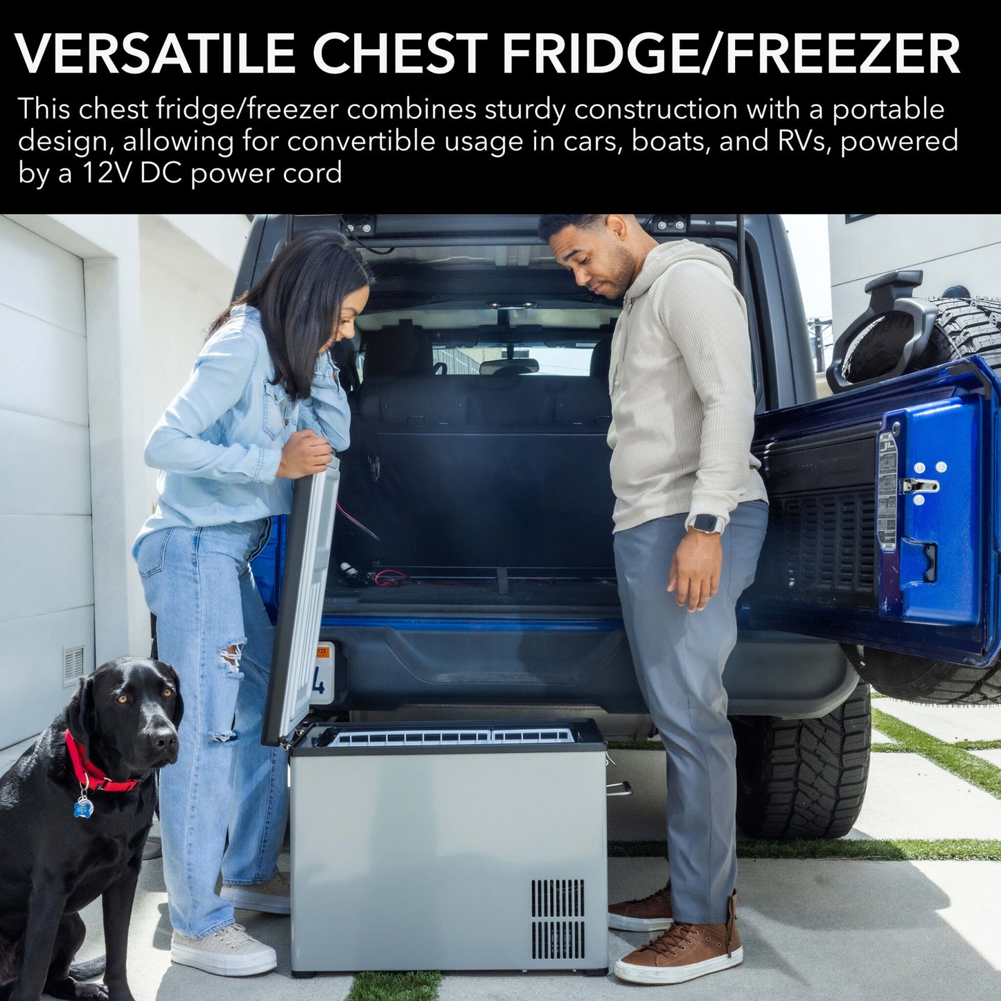 Whynter FM-452SG Elite 45 Quart Portable Freezer & Fridge – Dual Zone, 12V/24V DC & 110V AC, -8°F to 50°F, Wheeled Travel Cooler