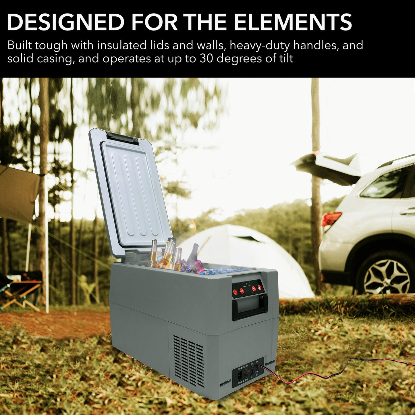 Whynter FMC-350XP 34 Quart Portable Freezer & Fridge – 12V/24V DC & 110V AC, -8°F to 50°F Travel Refrigerator for Camping & RV