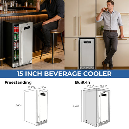 Whynter BEF-286SB 15” Built-In Beer Keg Froster Beverage Refrigerator – 2.9 cu ft, 115 Can Capacity, Keg Compatible, Ultra-Low Temp 23°F (Stainless Steel)