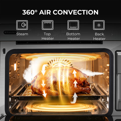 Whynter TSO-488GB 40 qt Countertop Multi-Function Intelligent Convection Steam Oven Air Fryer, Yogurt Maker, Dehydrator, DIY Mode in Black