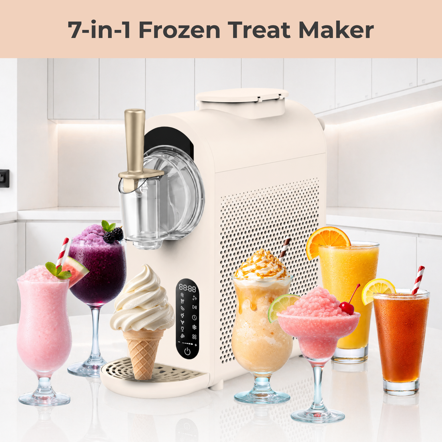 Whynter 7-in-1 Soft Serve Ice Cream Maker & Slushy Machine with Built-In Compressor | ICS-167GW