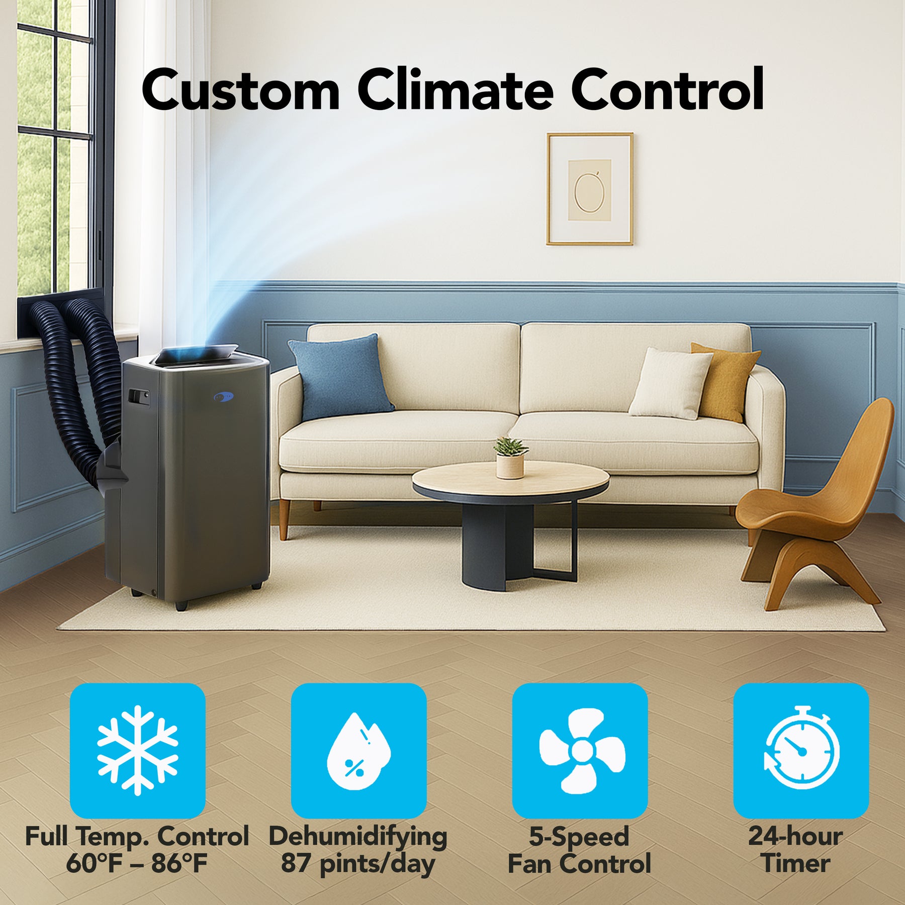Whynter ARC-1280MX black inverter dual hose portable air conditioner Wi-Fi 12,000 BTU for up to 500 sq ft