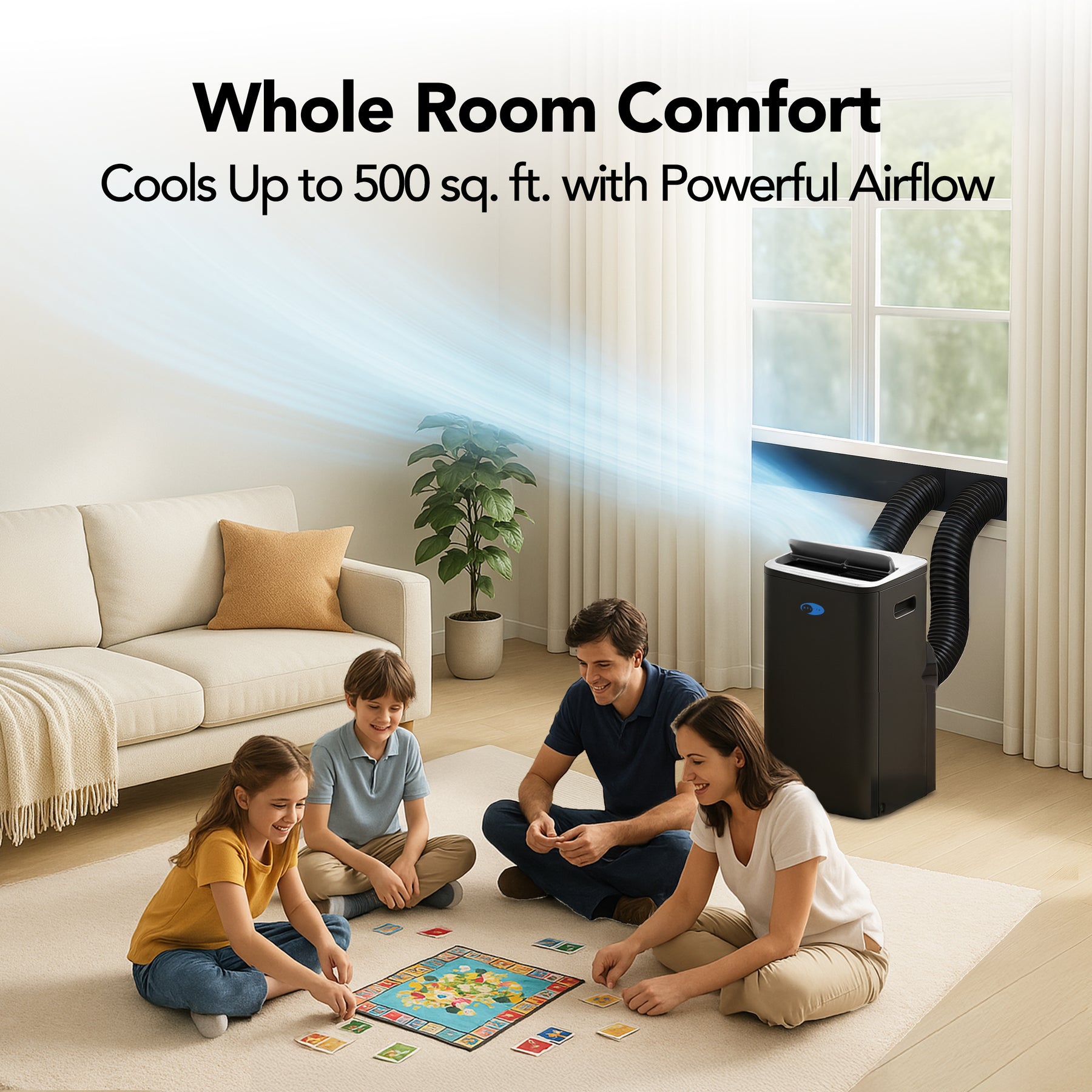 Whynter ARC-1280MX black inverter dual hose portable air conditioner Wi-Fi 12,000 BTU for up to 500 sq ft