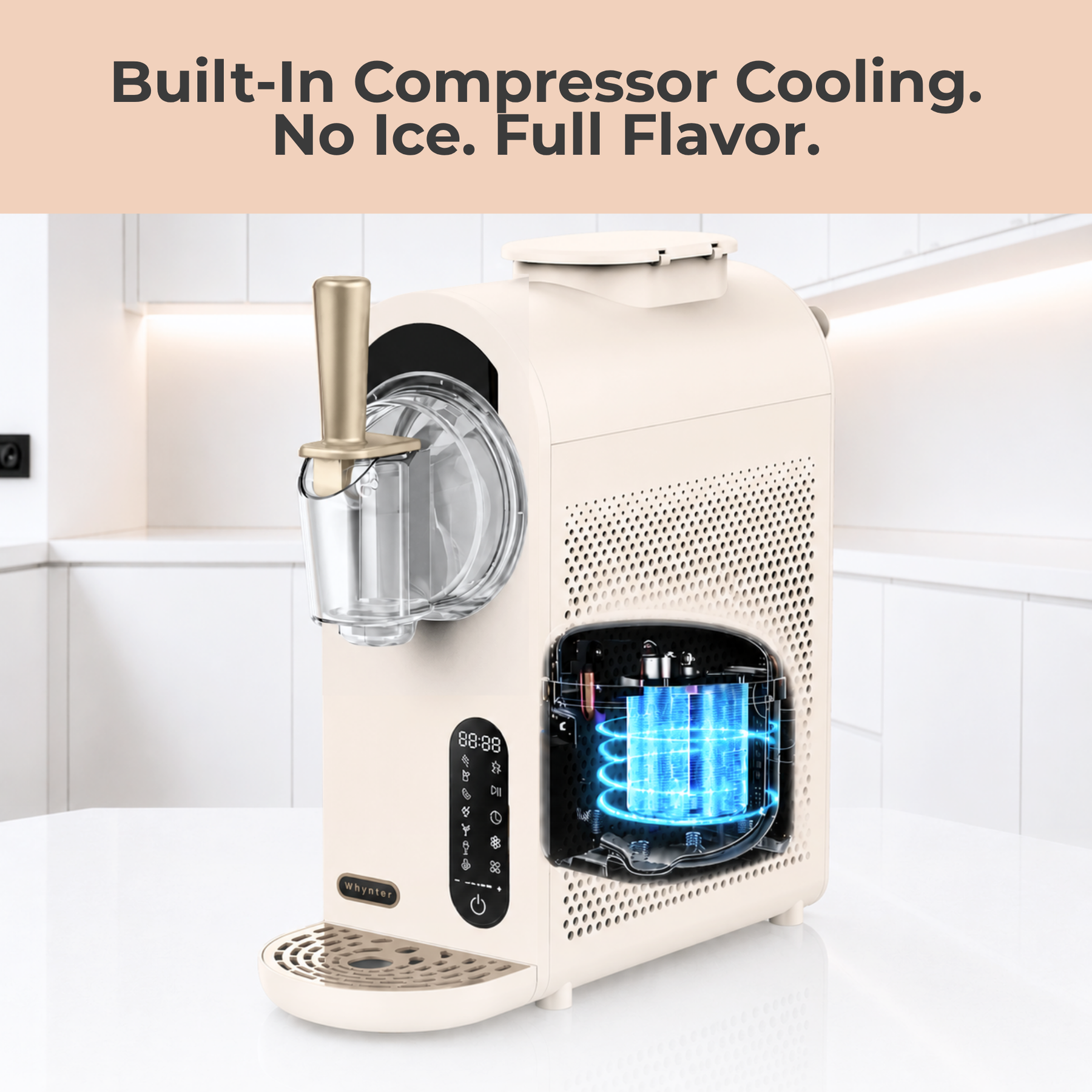 Whynter 7-in-1 Soft Serve Ice Cream Maker & Slushy Machine with Built-In Compressor | ICS-167GW