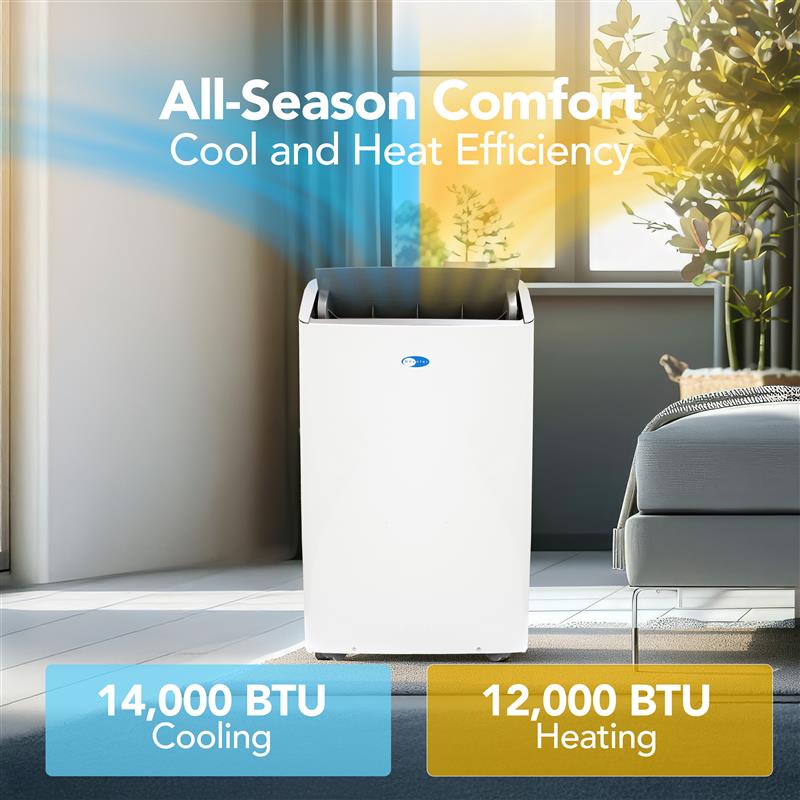 Whynter Inverter Dual Hose Portable Air Conditioner with Smart Wi-Fi, Heater, Dehumidifier, and Fan  600 sq ft Efficiency ARC-1230WNH