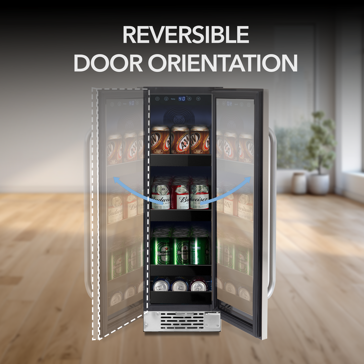 Whynter BBR-638SB 12 in. 75 12 oz. Can Built-In Beverage Fridge Cooler w/ Lock, Temp Controls, Glass Door Stainless Steel