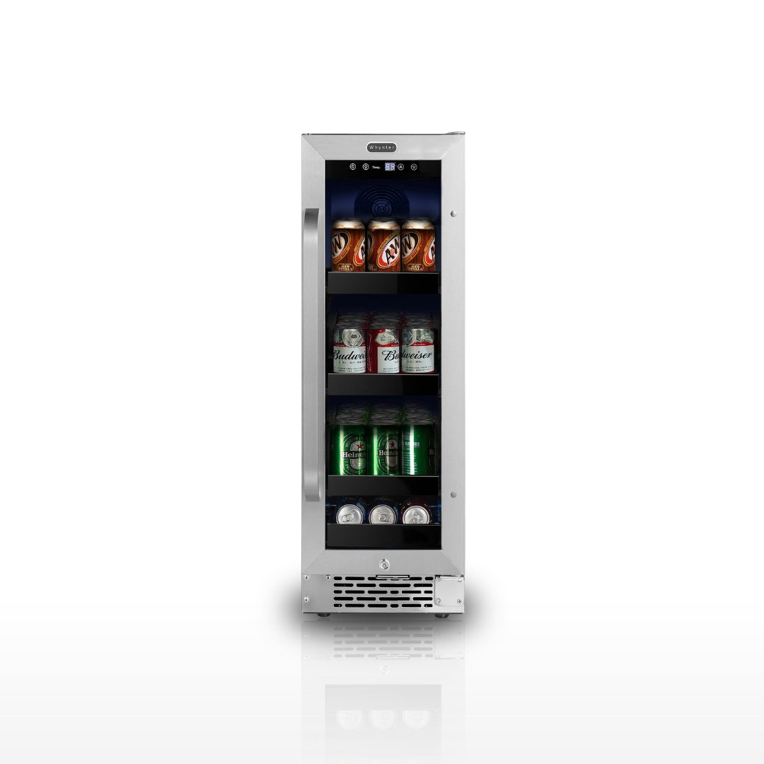 Whynter BBR-638SB 12 in. 75 12 oz. Can Built-In Beverage Fridge Cooler w/ Lock, Temp Controls, Glass Door Stainless Steel