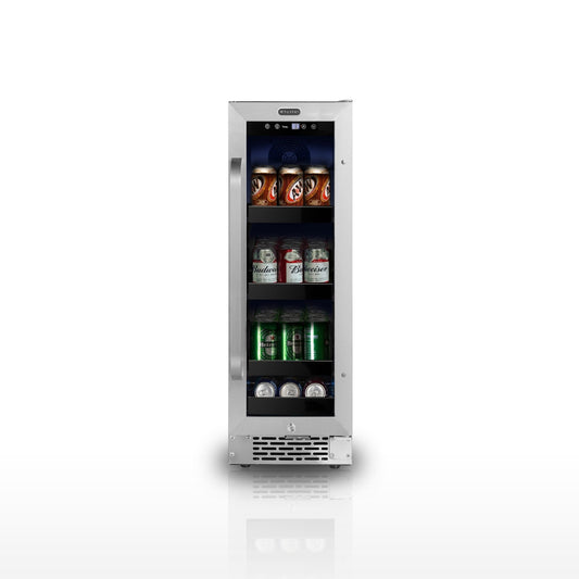 Whynter BBR-638SB 12 in. 75 12 oz. Can Built-In Beverage Fridge Cooler w/ Lock, Temp Controls, Glass Door Stainless Steel