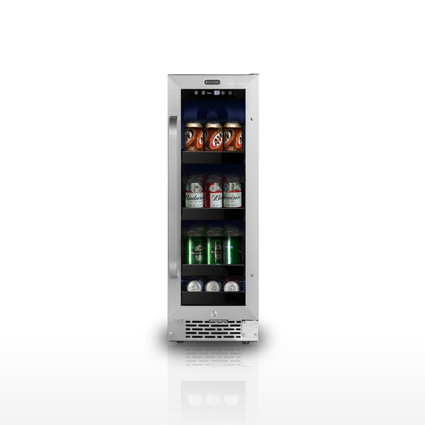 Whynter BBR-638SB 12 in. 76 12 oz. Can Built-In Beverage Fridge Cooler w/ Lock, Temp Controls, Glass Door Stainless Steel