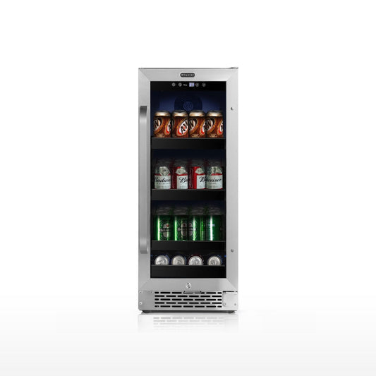 Whynter BBR-838SB 15” Built-In Beverage Refrigerator – 128 Can Stainless Steel Undercounter Fridge with Glass Door, Lock & LED Lighting