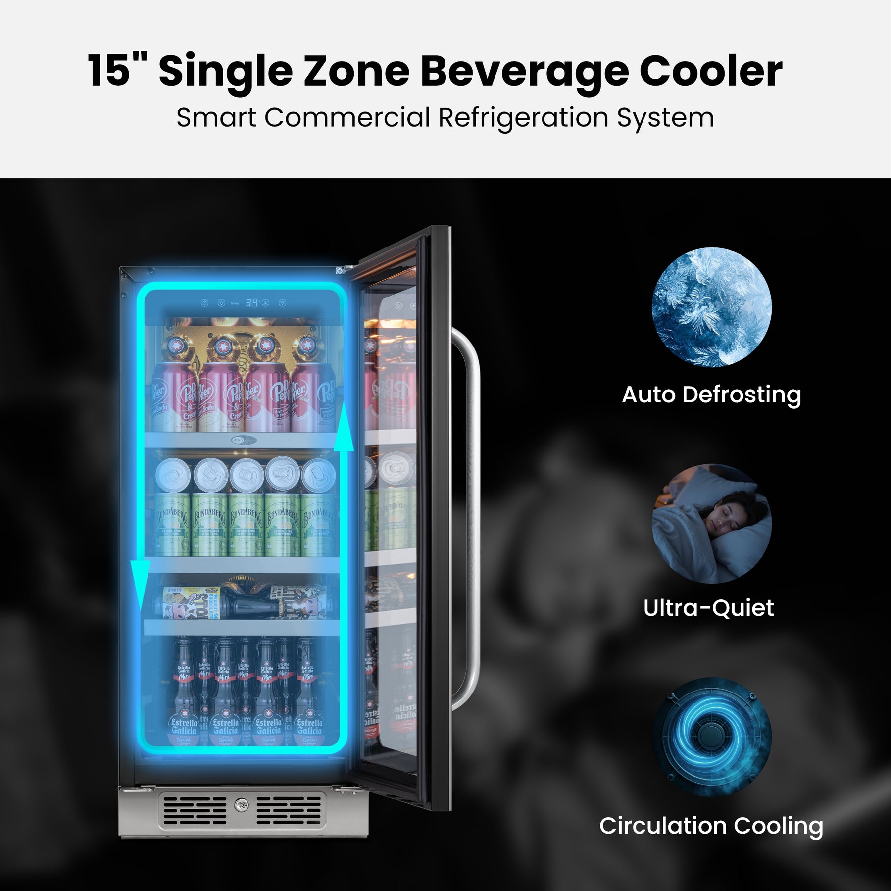 Whynter 128-Can Undercounter Beverage Fridge | BSR-080SB
