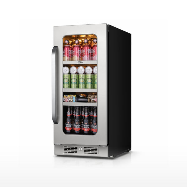 Whynter BSR-080SB 15” Built-In Beverage Refrigerator – 128 Can Stainless Steel Undercounter Fridge with Digital Control, Lock & LED Lighting
