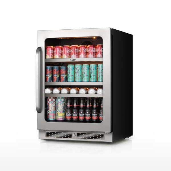 Whynter BSR-140SB 24” Built-In Beverage Refrigerator – 166 Can Stainless Steel Undercounter Fridge with Digital Control, Lock & LED Lighting