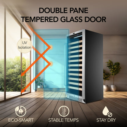 Whynter BWR-1002SD Single Zone 24 in. 100-Bottle Built-in Wine Cooler Fridge w/ Lock Stainless Steel with Display Rack and LED Display