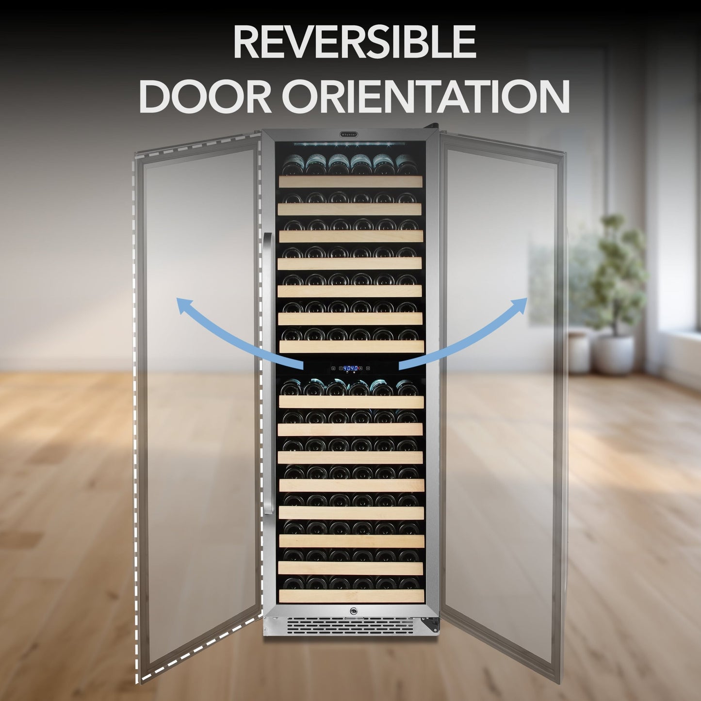 Whynter BWR-1642DZ 24 in. Dual-Zone 164-Bottle Wine Cooler Fridge with Display Rack Built-In Stainless Steel UV Protection Glass Door