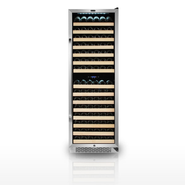 Whynter BWR-1642DZ 24 in. Dual-Zone 164-Bottle Wine Cooler Fridge with Display Rack Built-In Stainless Steel UV Protection Glass Door