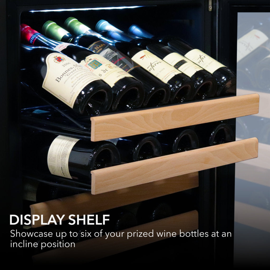 Whynter BWR-1662SD 24 in. Single-Zone 166-Bottle Wine Cooler Fridge with Display Rack Built-In Stainless Steel UV Protection Glass Door