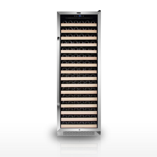 Whynter BWR-1662SD 24 in. Single-Zone 166-Bottle Wine Cooler Fridge with Display Rack Built-In Stainless Steel UV Protection Glass Door