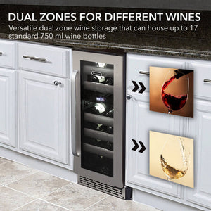 Whynter 17-Bottle Dual Zone Wine Cooler | BWR-171DS