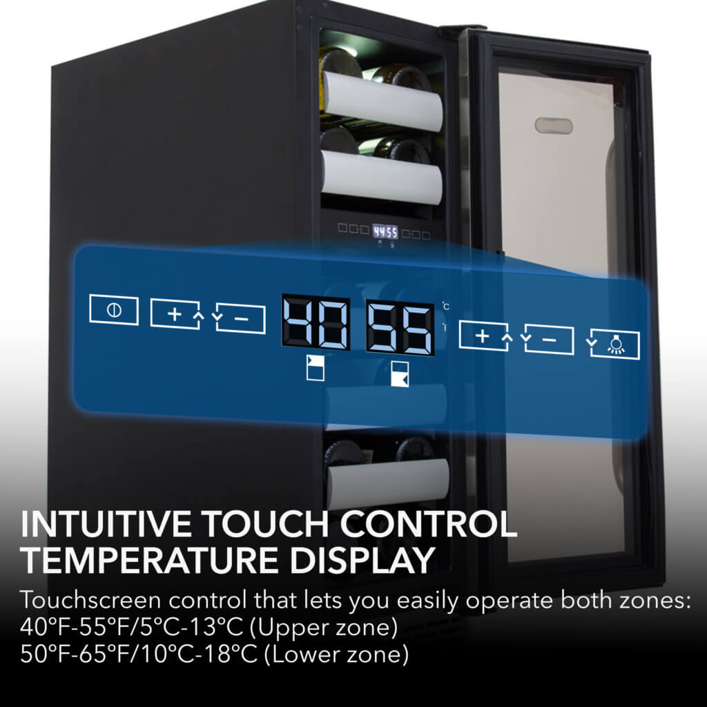 Whynter BWR‑171DS 17‑Bottle Dual Zone Built‑In Wine Cooler – Stainless Steel Trim, Compressor, Dual‑Zone