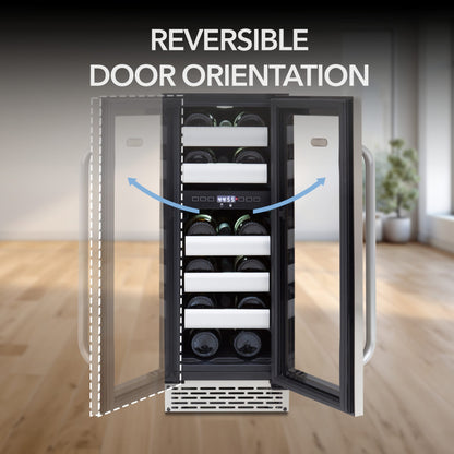 Whynter BWR‑171DS 17‑Bottle Dual Zone Built‑In Wine Cooler – Stainless Steel Trim, Compressor, Dual‑Zone