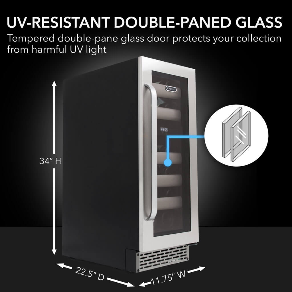 Whynter BWR‑171DS 17‑Bottle Dual Zone Built‑In Wine Cooler – Stainless Steel Trim, Compressor, Dual‑Zone