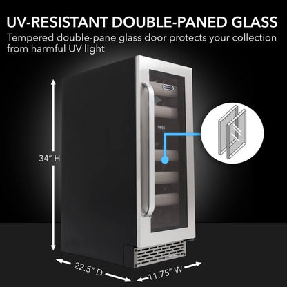 Whynter BWR‑171DS 17‑Bottle Dual Zone Built‑In Wine Cooler – Stainless Steel Trim, Compressor, Dual‑Zone