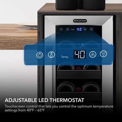 Whynter BWR‑208SB 20‑Bottle Undercounter Wine Refrigerator – Stainless Steel Trimmed Door