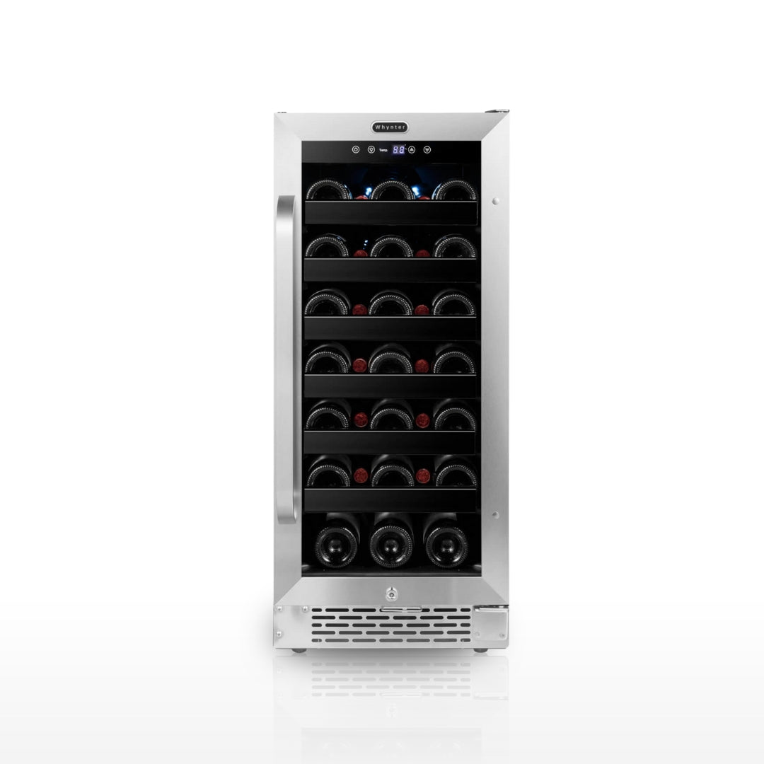 Whynter BWR‑308SB 15″ Built‑In/Undercounter 33‑Bottle Wine Refrigerator – Stainless Steel Trim, Digital Control & Lock