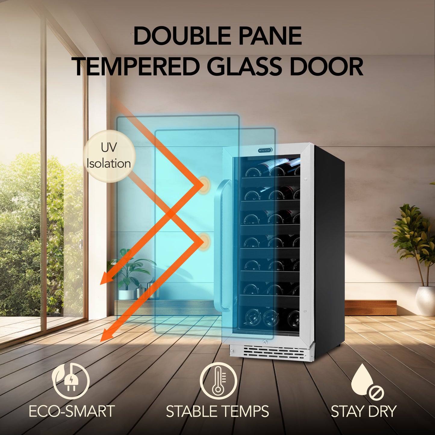 Whynter BWR‑308SB 15″ Built‑In/Undercounter 33‑Bottle Wine Refrigerator – Stainless Steel Trim, Digital Control & Lock