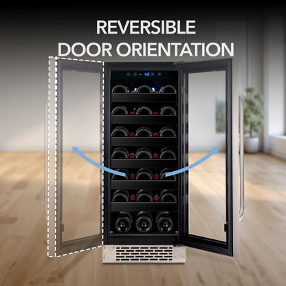 Whynter BWR‑308SB 15″ Built‑In/Undercounter 33‑Bottle Wine Refrigerator – Stainless Steel Trim, Digital Control & Lock