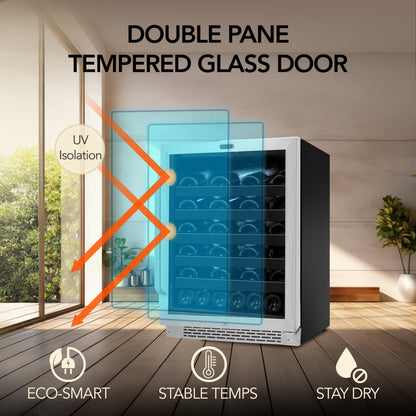 Whynter BWR‑408SB 24″ Built‑In/Undercounter 46‑Bottle Wine Refrigerator – Stainless Steel Trim, Digital Control & Lock