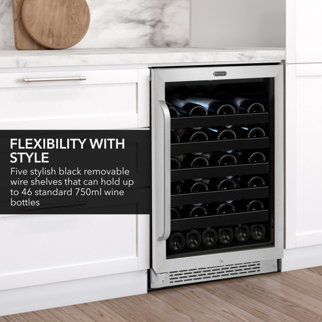 Whynter BWR‑408SB 24″ Built‑In/Undercounter 46‑Bottle Wine Refrigerator – Stainless Steel Trim, Digital Control & Lock